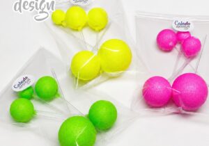 Pack 5 esferas GLITTER NEON tamaño surtido